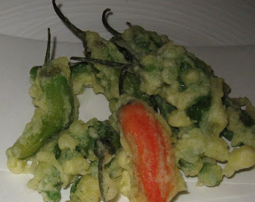 Photo of tempura-fried veggies and seafood from Google+ / Sushiyama
