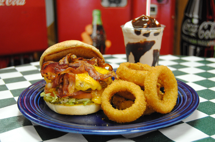 JG's menu includes burgers with myriad fixin's and milkshakes: JGshamburgers.com 