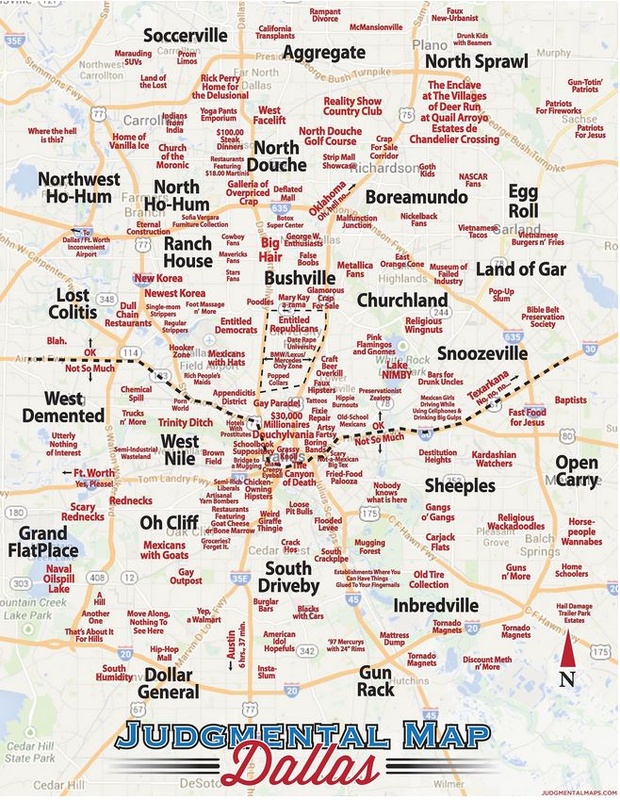 Dallas Judgmental Map by A. Nudle Watson
