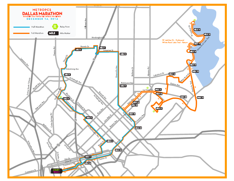 Map of 2014 Dallas Marathon