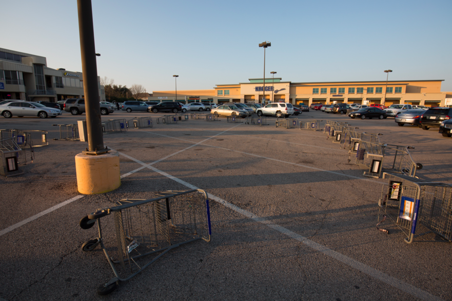 Shopping carts in Lake Highlands Kroger parking lot. (Photo by Rasy Ran)