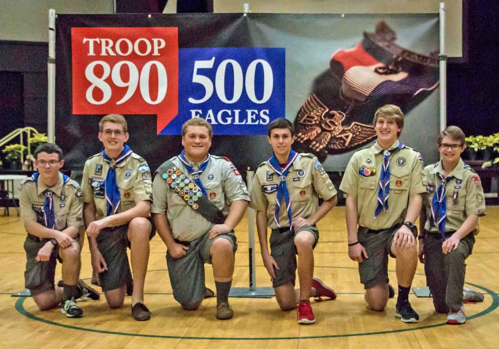 Eagle Scouts from Troop 890 in 2015