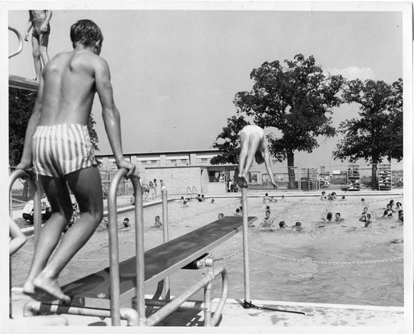 Swimmers take advantage of public pools in the 1950s. (Courtesy of the Dallas Municipal Archives)