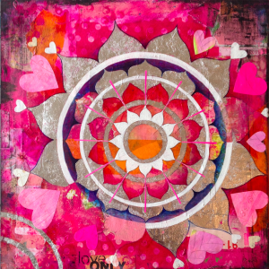 "Heart Mandala," a mixed-media piece by Shelley Kommers, is included in "El Corazon." 