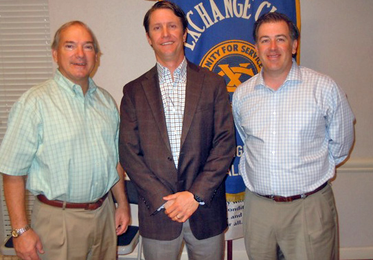 Stephen Holley, a LHHS grad and co-founder of Carry the Load, flanked by LH Exchange Club members Jon Alspaw, Justin Bono, addressed the Exchange Club a few weeks ago about Carry the Load. 