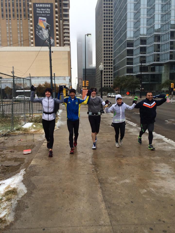Runners finish makeshift marathon Downtown: Facebook.com/icepocolypse2013 