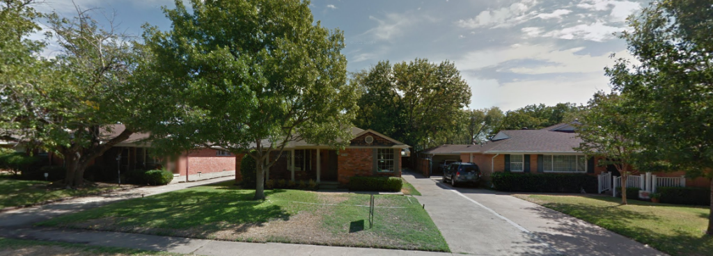A blaring alarm blared on this quiet street near Lake Highlands Elementary, causing would-be burglars to flee: Google Maps