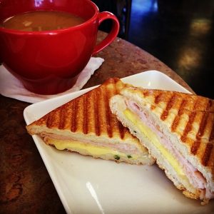 The breakfast panini and drip coffee at Cafe Silva