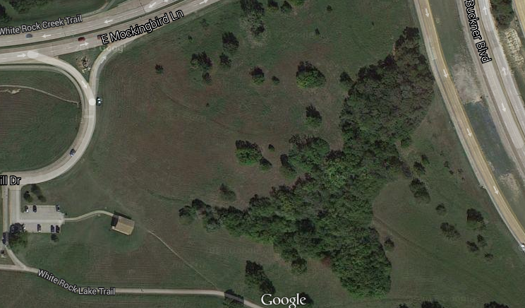 An aerial view of Boy Scout Hill via Google Maps