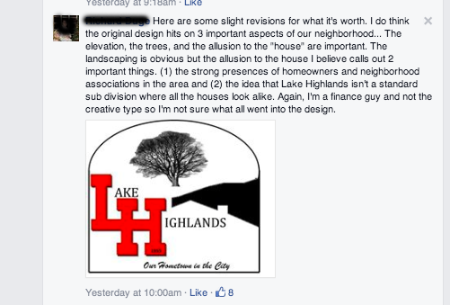 This commenter, "a finance guy" made quick work of the high school's logo, turning it into what he thinks should replace the Lake Highlands logo. At least eight people thought it was a good idea.