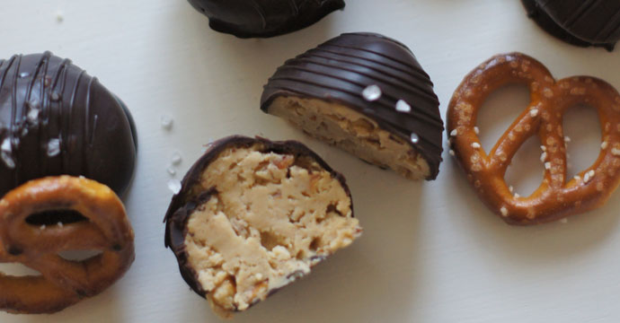 Chocolate peanut butter pretzel balls: Photo by Kristen Massad