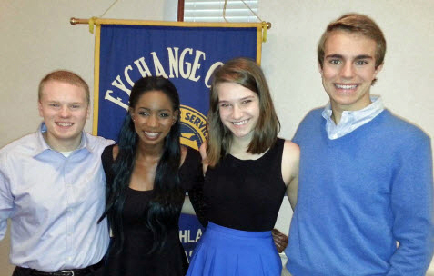 February Exchange Club honorees Austin Von Kalow, Florraine Walcott-Taylor, Claire Pask and Reese Walling
