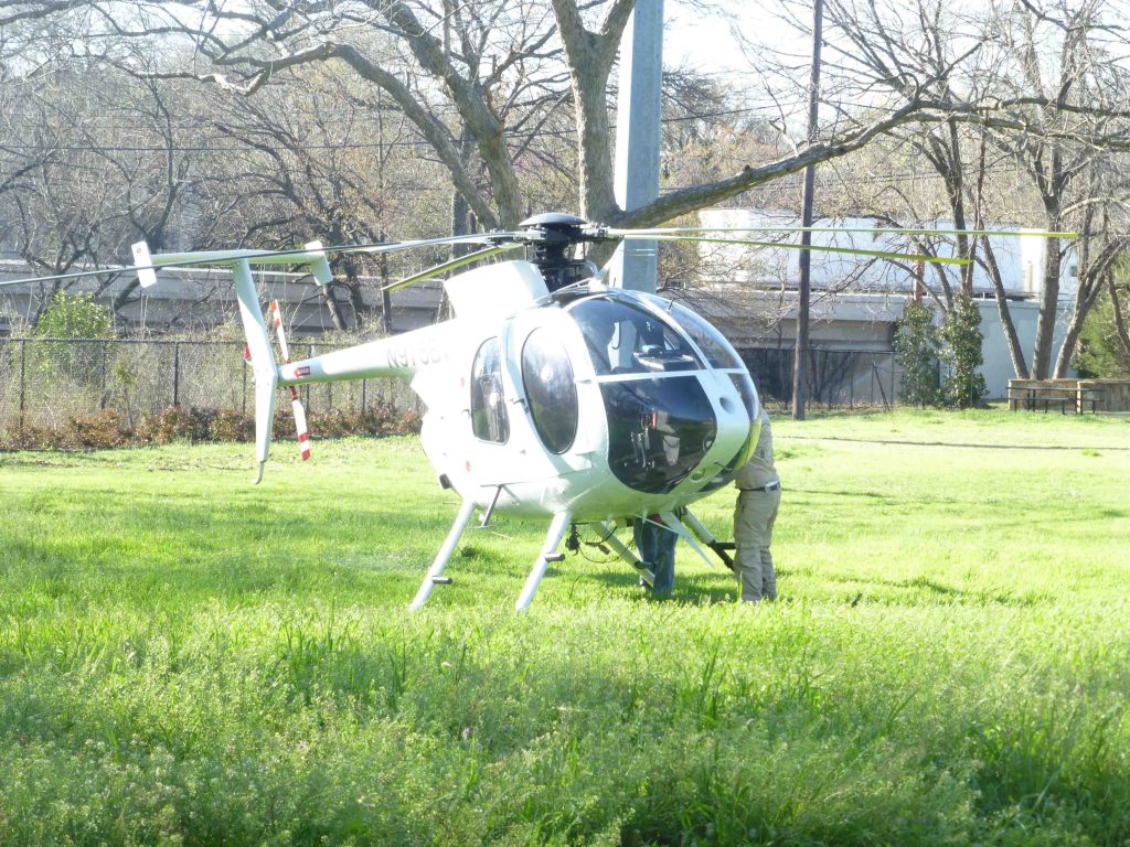 Service helicopter in Arbor Park