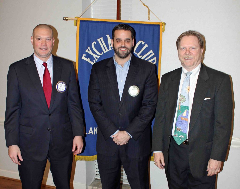 Paul Reyes, Adam McGough and James White at an Exchange Club meeting earlier this month