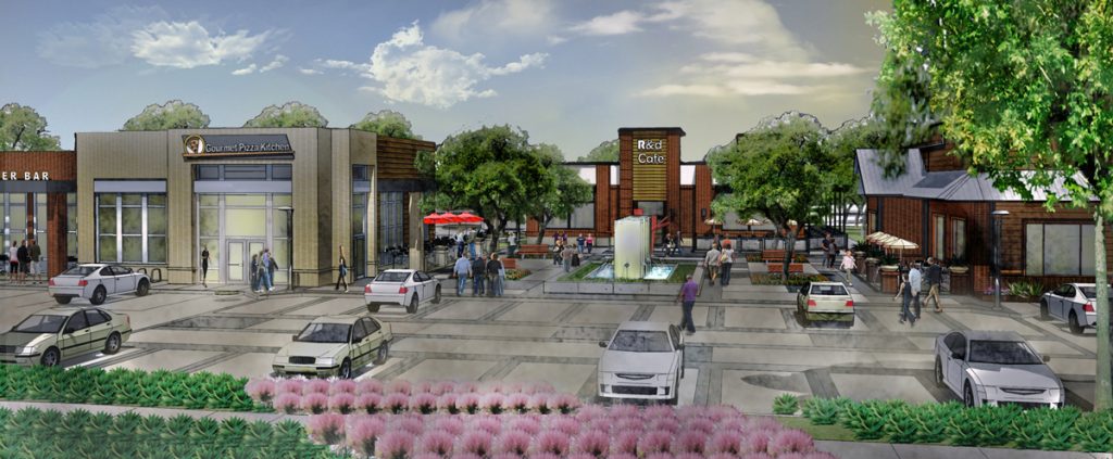 A rendering of south Richardson's newly approved town center-esque development 