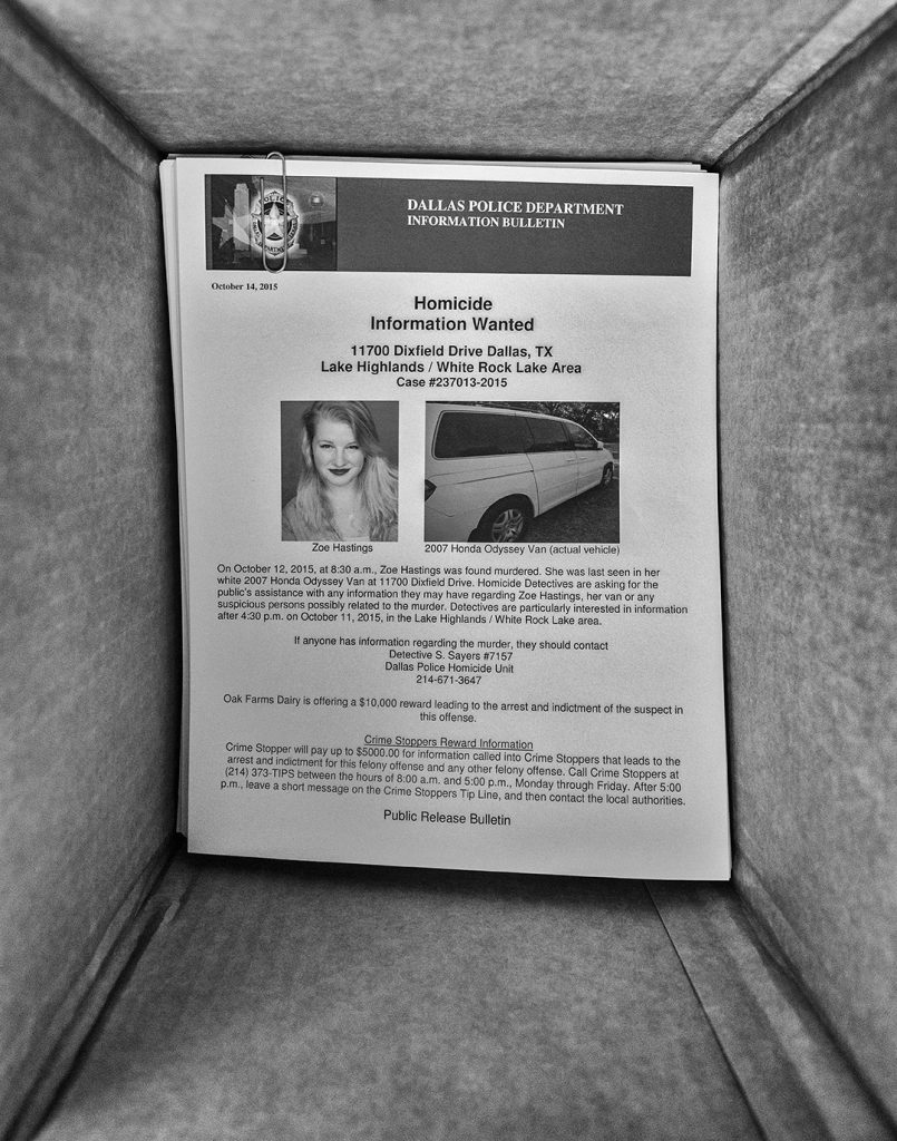 A box of flyers was seen during a volunteer fact-finding operation in Dallas, TX on Oct. 15, 2015. Credit: Danny Fulgencio