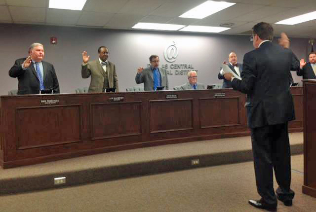 John Threadgill (far left) is installed as a member of the Dallas Central Appraisal District Board of Directors