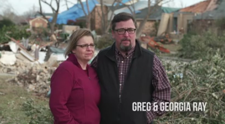 Georgia and Greg Ray moved to Lake Highlands following the tornadoes. (Watermark Church video)