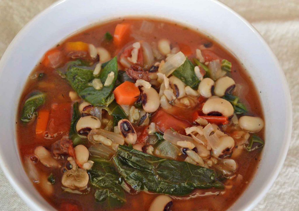 Spicy Black-Eyed Peas and Greens Soup