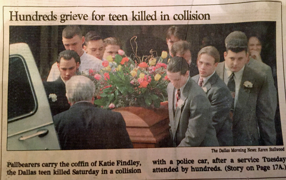 Dallas Morning News photo of Katie's funeral.