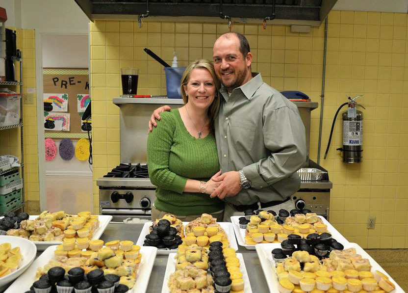 Caroline and Nathan Hattemer deliver mini-muffins