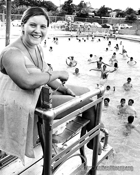  A happy lifeguard and swimmers at McCree Park pool in May 1969. (From the collections of the Dallas History & Archives Division, Dallas Public Library)