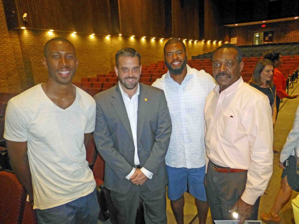 Councilman McGough with NFL alum and LHHS grad Wade Smith (center) and friends