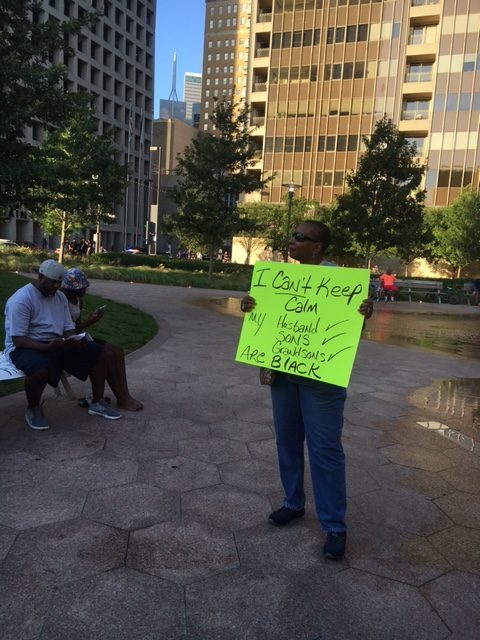 Black Lives Matter rally on 7-7-16 at Belo Garden Park 20 minutes before violence erupted. (Photo by Emily Charrier)