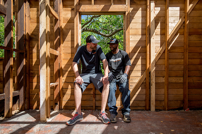 Todd Fields and Ahommed Jones are friends who remodel homes together. (Photo by Rasy Ran) 