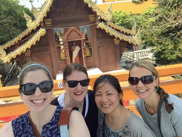 educators from Wallace Elementary School in Lake Highlands — teacher Ashley Nick, principal Debbie Yarger, ESL teacher aide Juna Saw and teacher Diane Royer — visited a large refugee camp in Mae La, Thailand, near the Burma/Myanmar border, where Saw grew up.