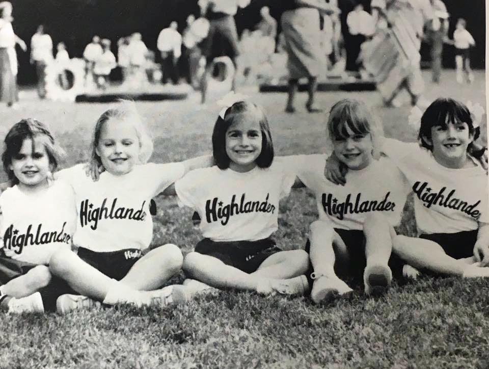 Highlander Field Day, circa 1989: Christy Cox, Meghan Richardson Riney, Katy Kibler, Kelly Cantrell and Brooke Fannin