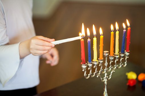 Lighting menorah