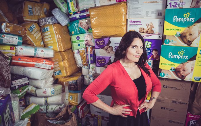 Caren Bright with donations for Pamper Lake Highlands (Photo by Jennifer Shertzer)