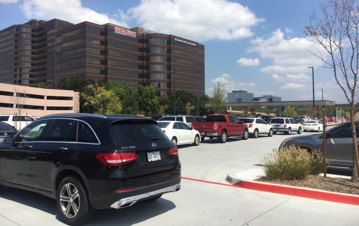 Fear of a fuel shortage after Harvey led hundreds to flock to gas stations, causing pandemonium at the pumps. At the Costco on Coit, cars snaked in every direction. (Photo by Emily Charrier)