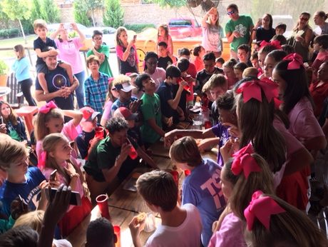 Lake Highland Junior High students at the hot dog eating contest at Shady's.