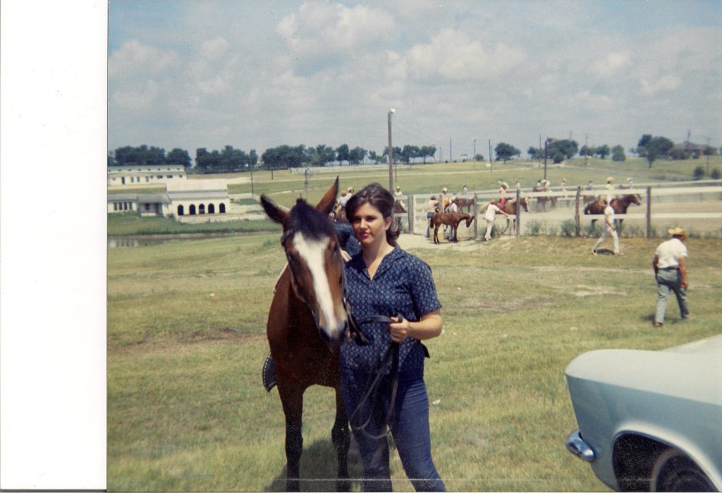 a teenage Candy Evans at a horse show in June, 1963. The land is now home to the Audelia Road Library. “My best friend and I rode everywhere, including over to Barnes Bridge Road because there was a drive-in theater and we would sit on our horses and watch the movie,” Evans says. “We went to KBOX and made requests to the DJ who would open up the window and talk with us while he was on the air.” (Photo courtesy of Candy Evans). 