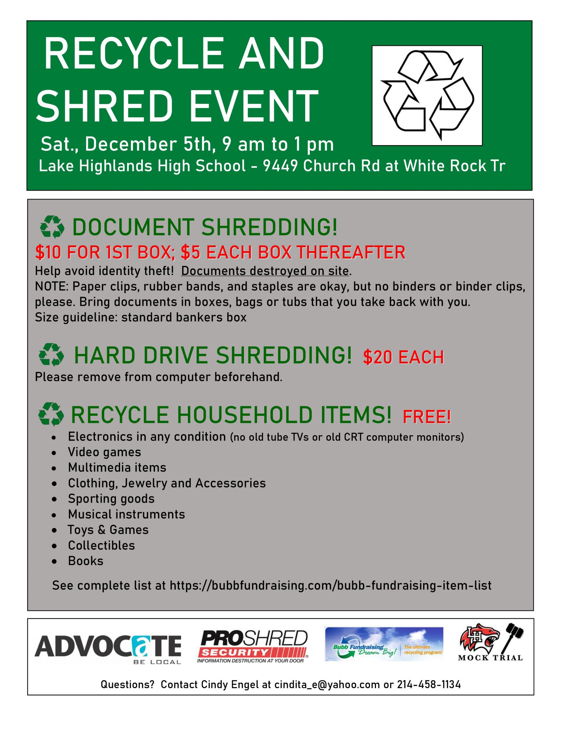 Support LHHS Mock Trial at a recycle and shred event this weekend ...
