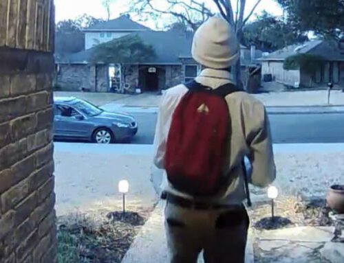 Knock, knock: Man with red backpack spews verbal abuse