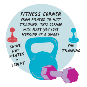 Fitness corner From Pilates to HIIT Training, this corner will make you love working up a sweat at Shine Hot Pilates + Sculpt or F45 training
